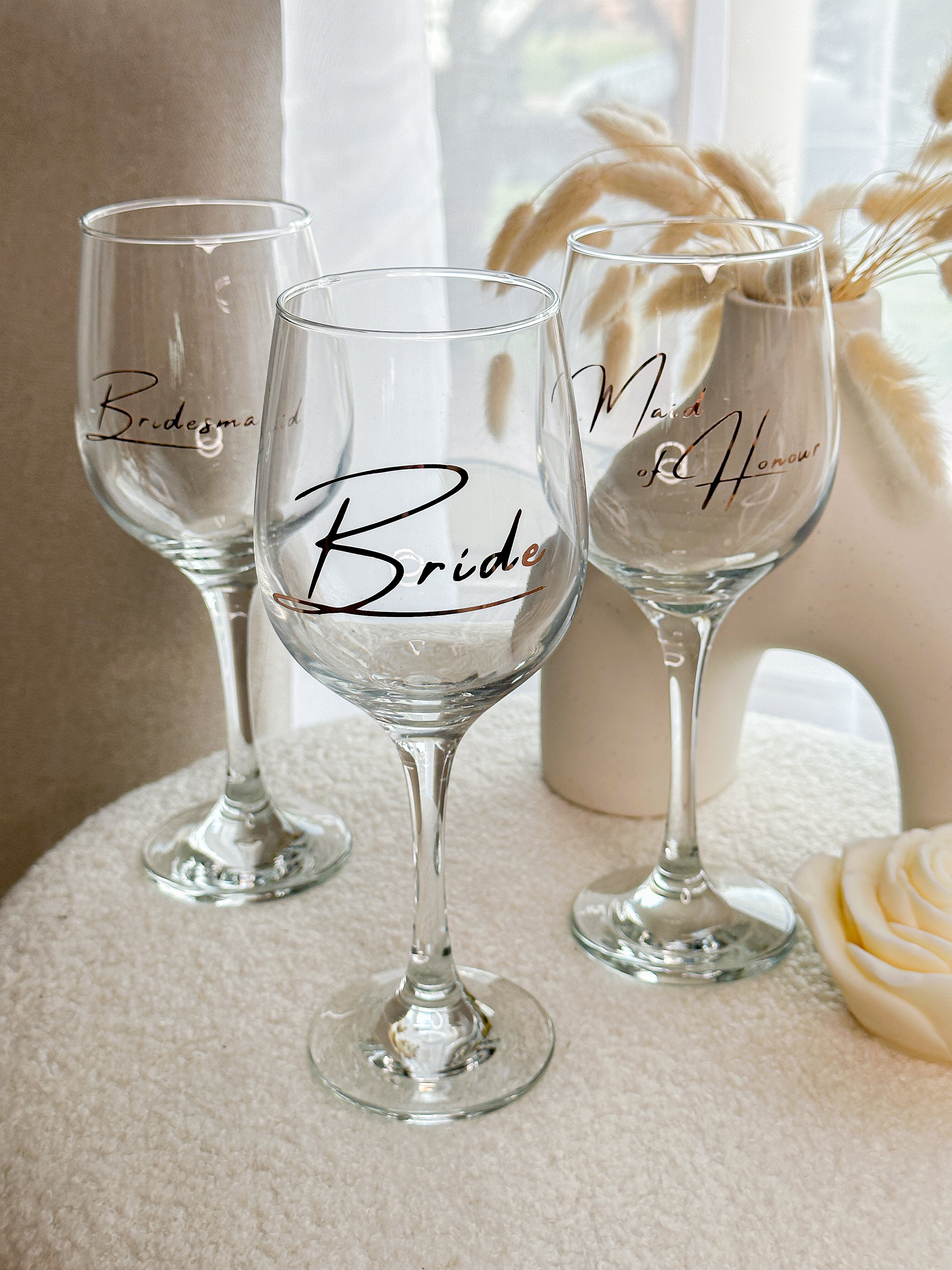 Bridal fashion party wine glasses